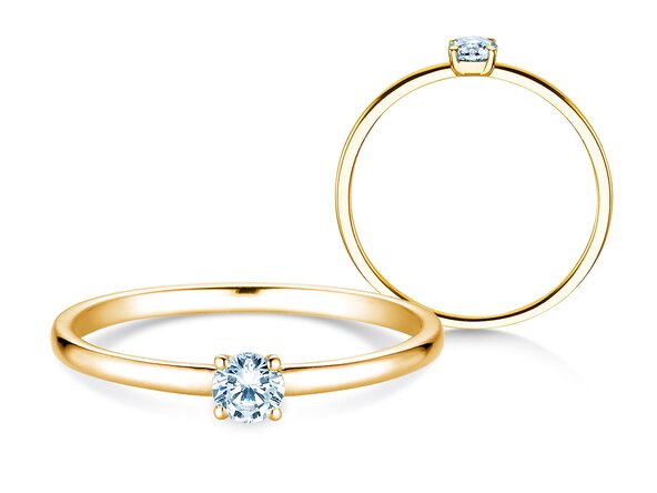 Engagement ring Pure in 14K yellow gold with diamond 0.13ct G/SI