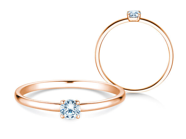 Engagement ring Pure in 14K rosé gold with diamond 0.13ct G/SI