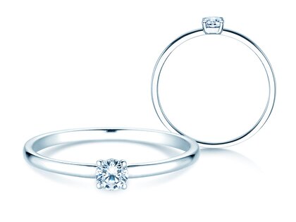 Engagement ring Pure in 14K white gold with diamond 0.13ct G/SI
