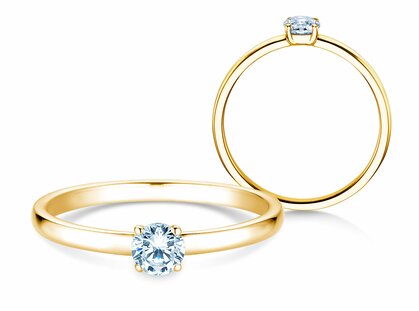 Engagement ring Pure in 9K yellow gold with diamond 0.23ct G/SI