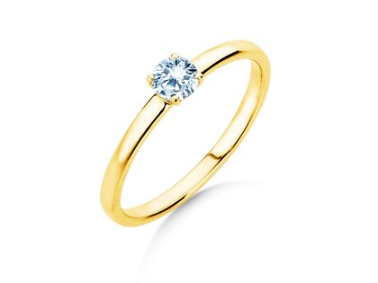 Engagement ring Pure in 9K yellow gold with diamond 0.23ct G/SI