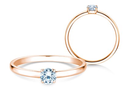 Engagement ring Pure in 9K rosé gold with diamond 0.23ct G/SI