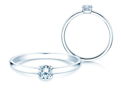 Engagement ring Pure in 9K white gold with diamond 0.23ct H/SI