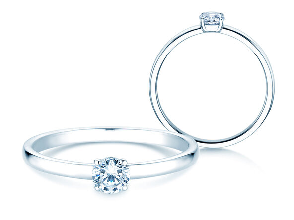 Engagement ring Pure in 9K white gold with diamond 0.23ct H/SI