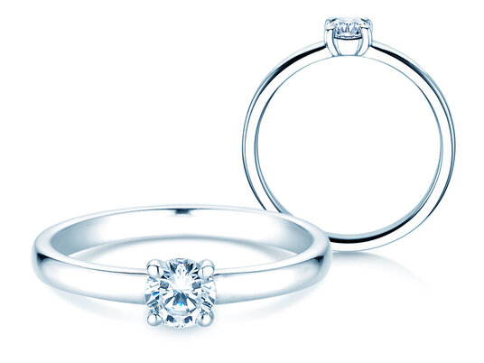 Engagement ring Pure in 9K white gold with diamond 0.30ct H/SI