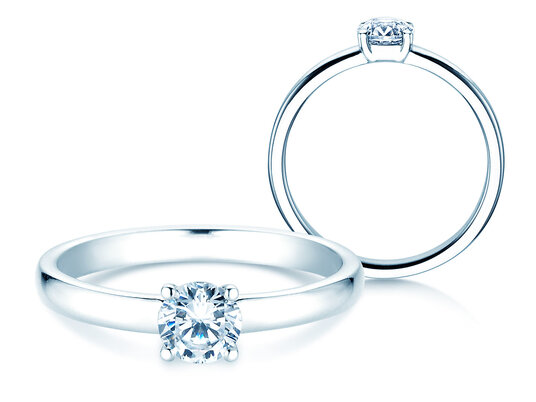 Engagement ring Pure in 9K white gold with diamond 0.60ct G/SI