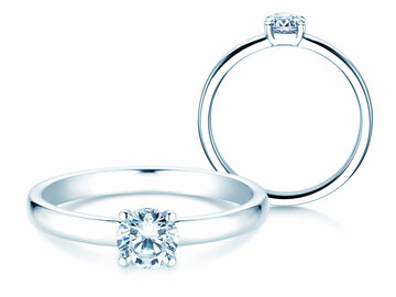 Engagement ring Pure in 9K white gold with diamond 0.50ct H/SI