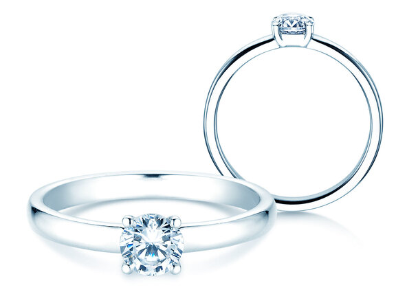 Engagement ring Pure in 9K white gold with diamond 0.60ct G/SI