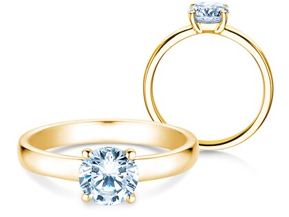 Engagement ring Pure in 9K yellow gold with diamond 2.00ct H/SI