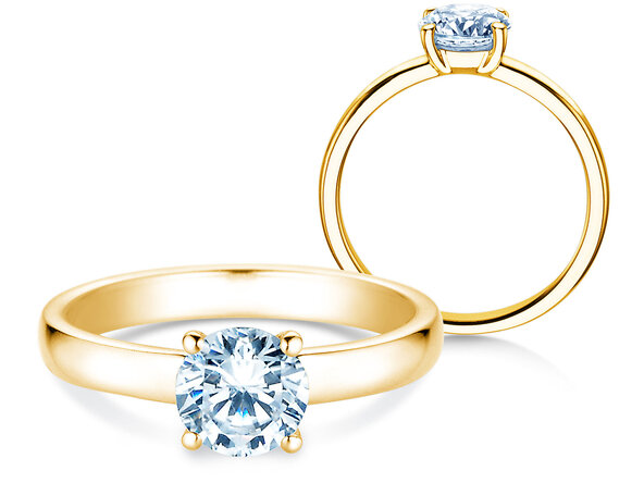 Engagement ring Pure in 9K yellow gold with diamond 2.00ct H/SI