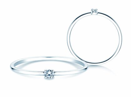 Engagement ring Pure in platinum 950/- with diamond 0.04ct G/SI