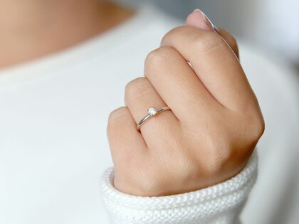 Engagement ring Pure in 14K white gold with diamond 0.08ct G/SI