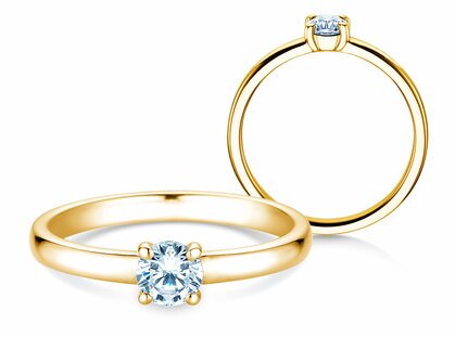 Engagement ring Pure in 14K yellow gold with diamond 0.30ct G/SI