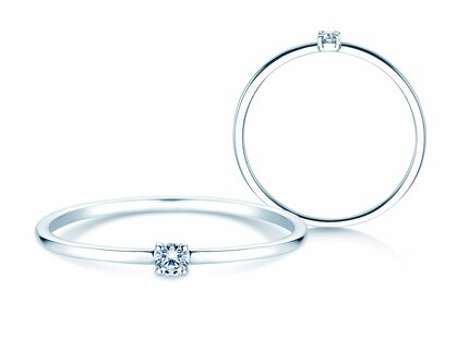 Engagement ring Pure in 14K white gold with diamond 0.04ct G/SI