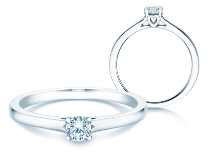 Engagement ring Romance in 9K white gold with diamond 0.15ct H/SI