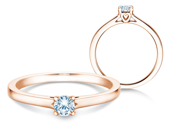 Engagement ring Romance in 9K rosé gold with diamond 0.15ct G/SI