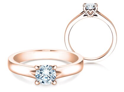 Engagement ring Romance in 14K rosé gold with lab-grown diamond 0.75ct D/IF