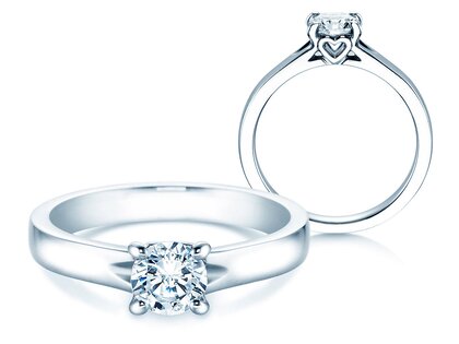 Engagement ring Romance in 18K white gold with lab-grown diamond 0.75ct E/VS