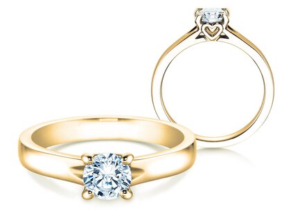 Engagement ring Romance in 18K yellow gold with lab-grown diamond 0.75ct E/VS
