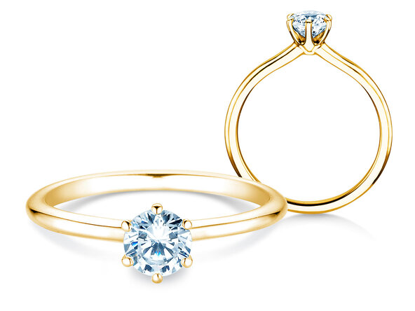 Engagement ring Royal in 9K yellow gold with lab-grown diamond 0.50ct E/VS