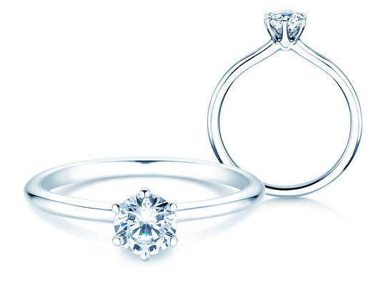 Engagement ring Royal in 9K white gold with diamond 0.50ct H/SI