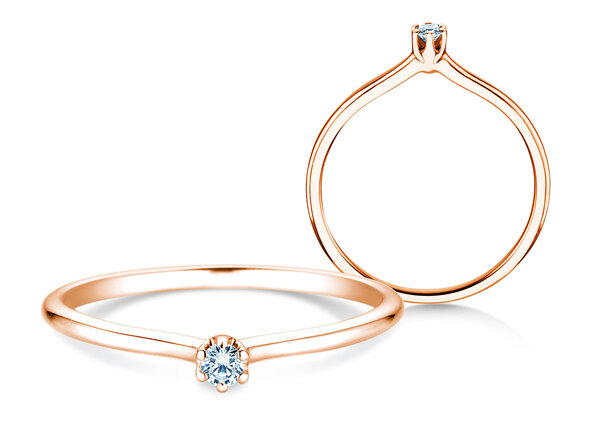 Engagement ring Royal in 9K rosé gold with diamond 0.05ct H/SI