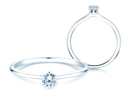 Engagement ring Royal in 9K white gold with diamond 0.15ct H/SI