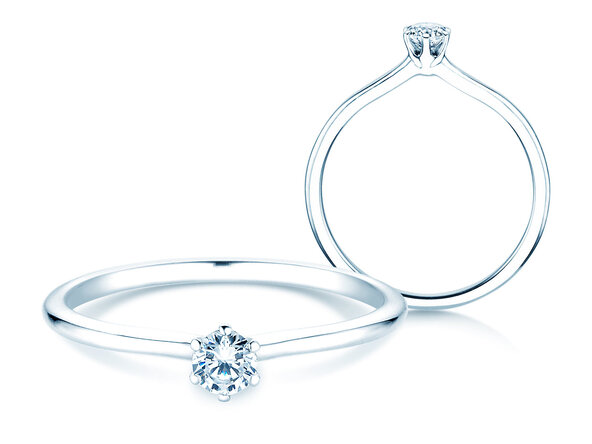 Engagement ring Royal in 9K white gold with diamond 0.15ct H/SI