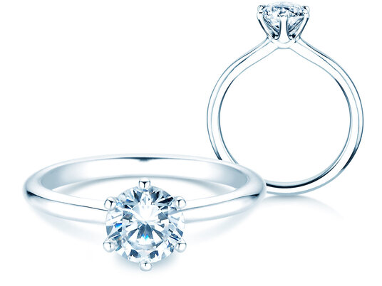 Engagement ring Royal in 9K white gold with diamond 1.00ct H/SI