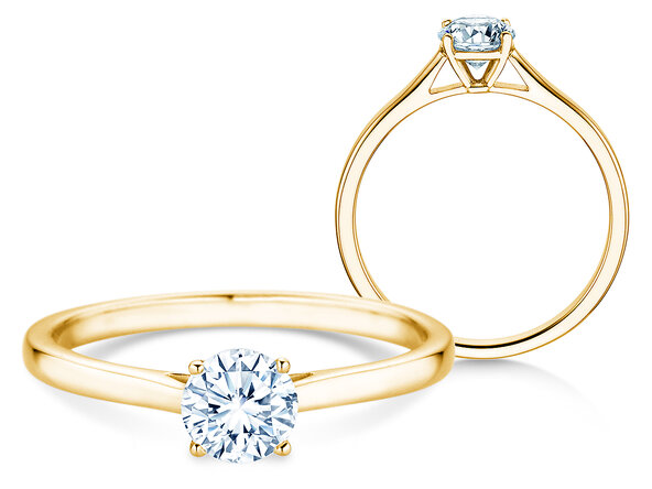 Engagement ring Surprise in 14K yellow gold with lab-grown diamond 0.50ct E/VS
