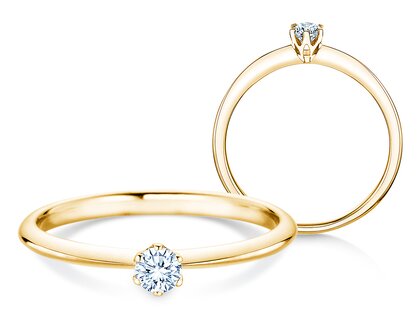 Engagement ring The One in 14K yellow gold with diamond 0.15ct H/SI