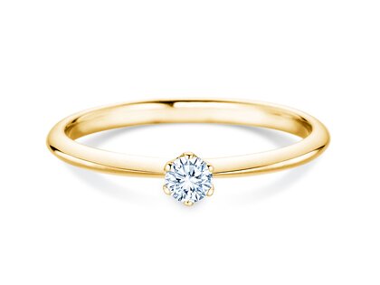 Engagement ring The One in 14K yellow gold with diamond 0.15ct H/SI