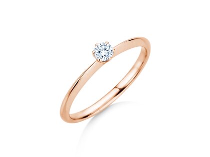 Engagement ring The One in 9K rosé gold with diamond 0.15ct H/SI
