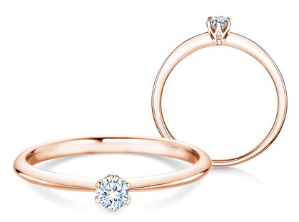Engagement ring The One in 14K rosé gold with diamond 0.15ct H/SI