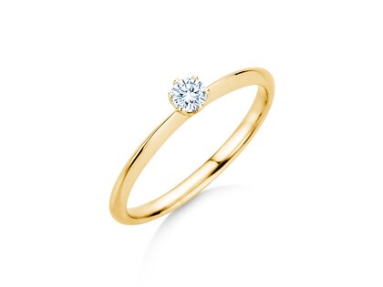 Engagement ring The One in 14K yellow gold with diamond 0.15ct H/SI