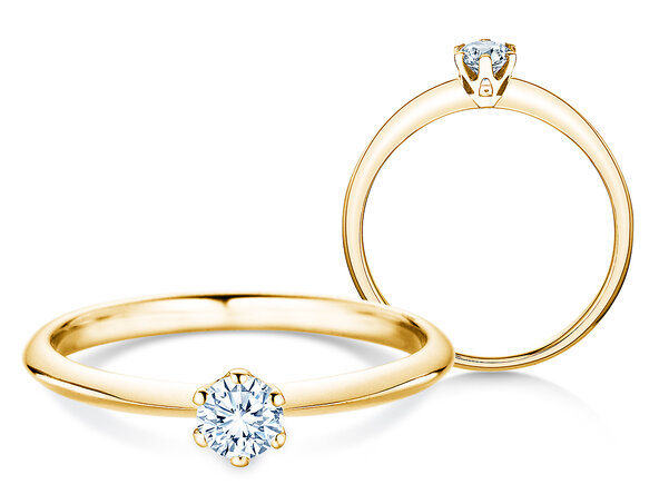 Engagement ring The One in 14K yellow gold with lab-grown diamond 0.25ct E/VS