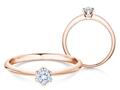 Engagement ring The One in 9K rosé gold with diamond 0.25ct H/SI
