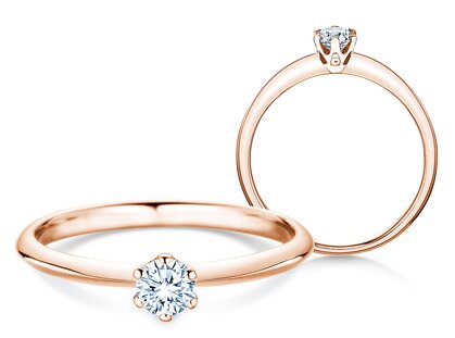 Engagement ring The One in 9K rosé gold with diamond 0.25ct H/SI