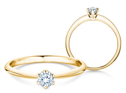 Engagement ring The One in 14K yellow gold with diamond 0.25ct G/SI