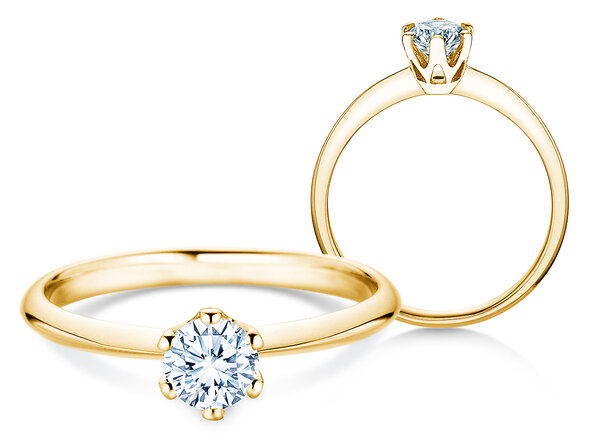 Engagement ring The One in 9K yellow gold with diamond 0.50ct H/SI