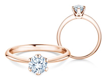 Engagement ring The One in 9K rosé gold with diamond 0.75ct G/SI