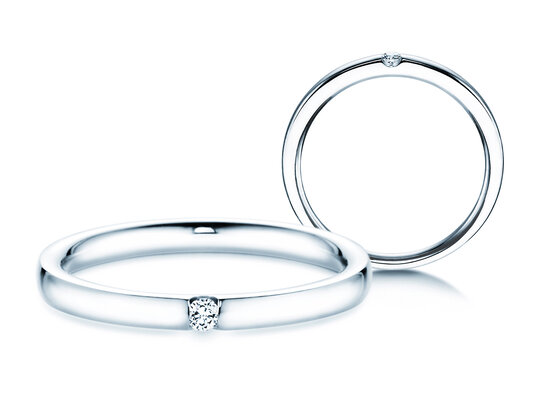 Engagement ring Destiny in 14K white gold with diamond 0.03ct H/SI