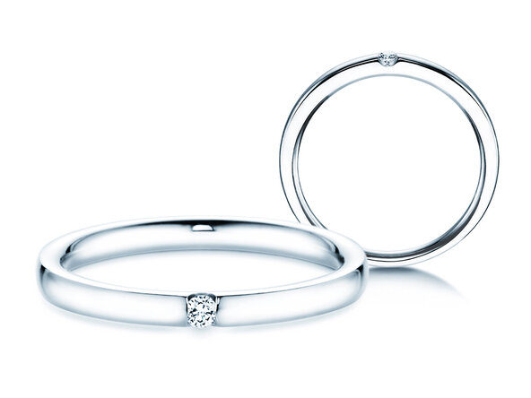 Engagement ring Destiny in 14K white gold with diamond 0.03ct H/SI