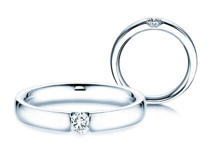 Engagement ring Destiny in 14K white gold with diamond 0.15ct H/SI