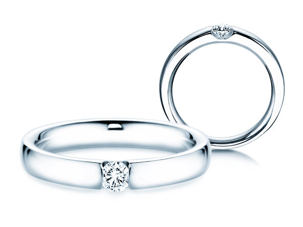 Engagement ring Destiny in 14K white gold with diamond 0.15ct H/SI