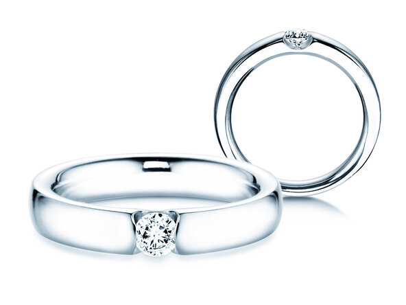 Engagement ring Destiny in 14K white gold with diamond 0.20ct H/SI