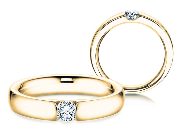 Engagement ring Destiny in 18K yellow gold with diamond 0.10ct G/SI