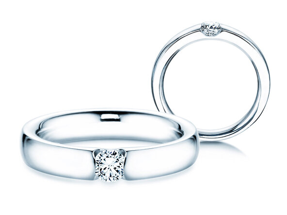 Engagement ring Destiny in 9K white gold with diamond 0.25ct H/SI