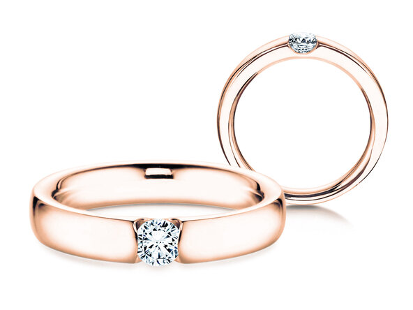 Engagement ring Destiny in 9K rosé gold with diamond 0.25ct G/SI