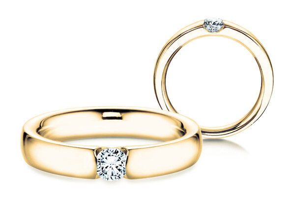 Engagement ring Destiny in 14K yellow gold with diamond 0.20ct H/SI